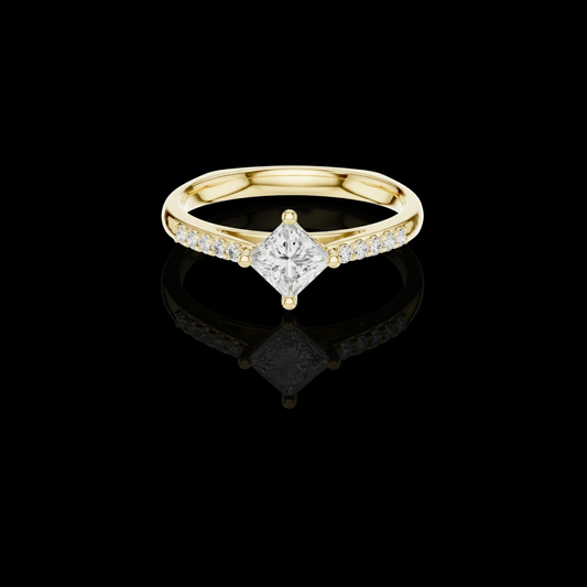 East West Princess Cut Lab Diamond Solitaire Engagement Ring