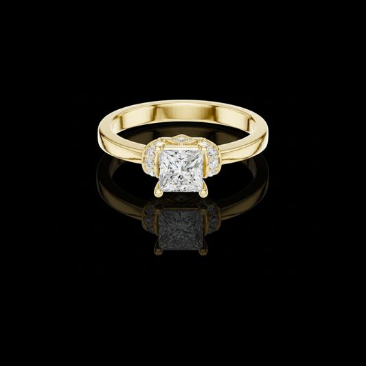 Princess Cut Lab Diamond Halo Accents Engagement Ring