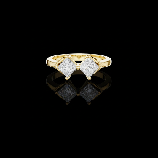 Princess Cut Two Stone Toi Et Moi Moissanite Diamond Ring