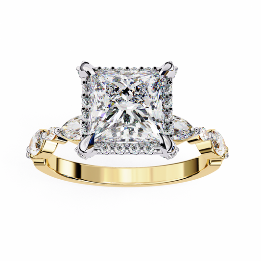 Princess Cut Lab Diamond Pave Band Anniversary Ring - View 2