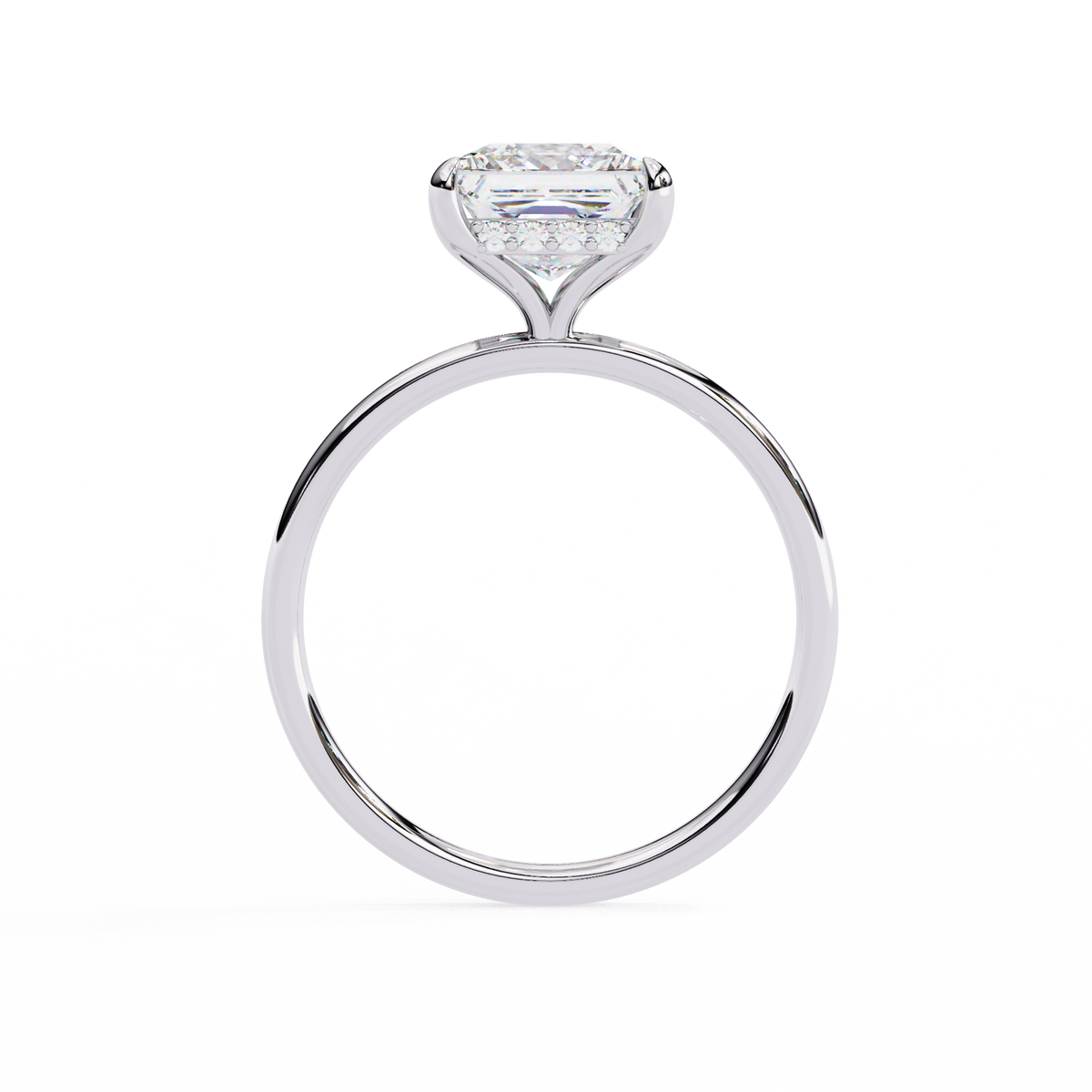 Princess Cut Moissanite Diamond Solitaire Engagement Ring with Hidden Halo - View 7