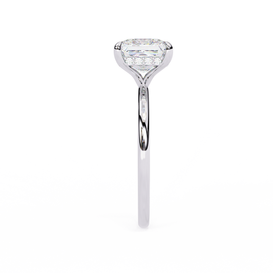 Princess Cut Moissanite Diamond Solitaire Engagement Ring with Hidden Halo - View 2