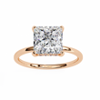 Princess Cut Moissanite Diamond Solitaire Engagement Ring with Hidden Halo - View 10