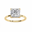Princess Cut Moissanite Diamond Solitaire Engagement Ring with Hidden Halo - View 9