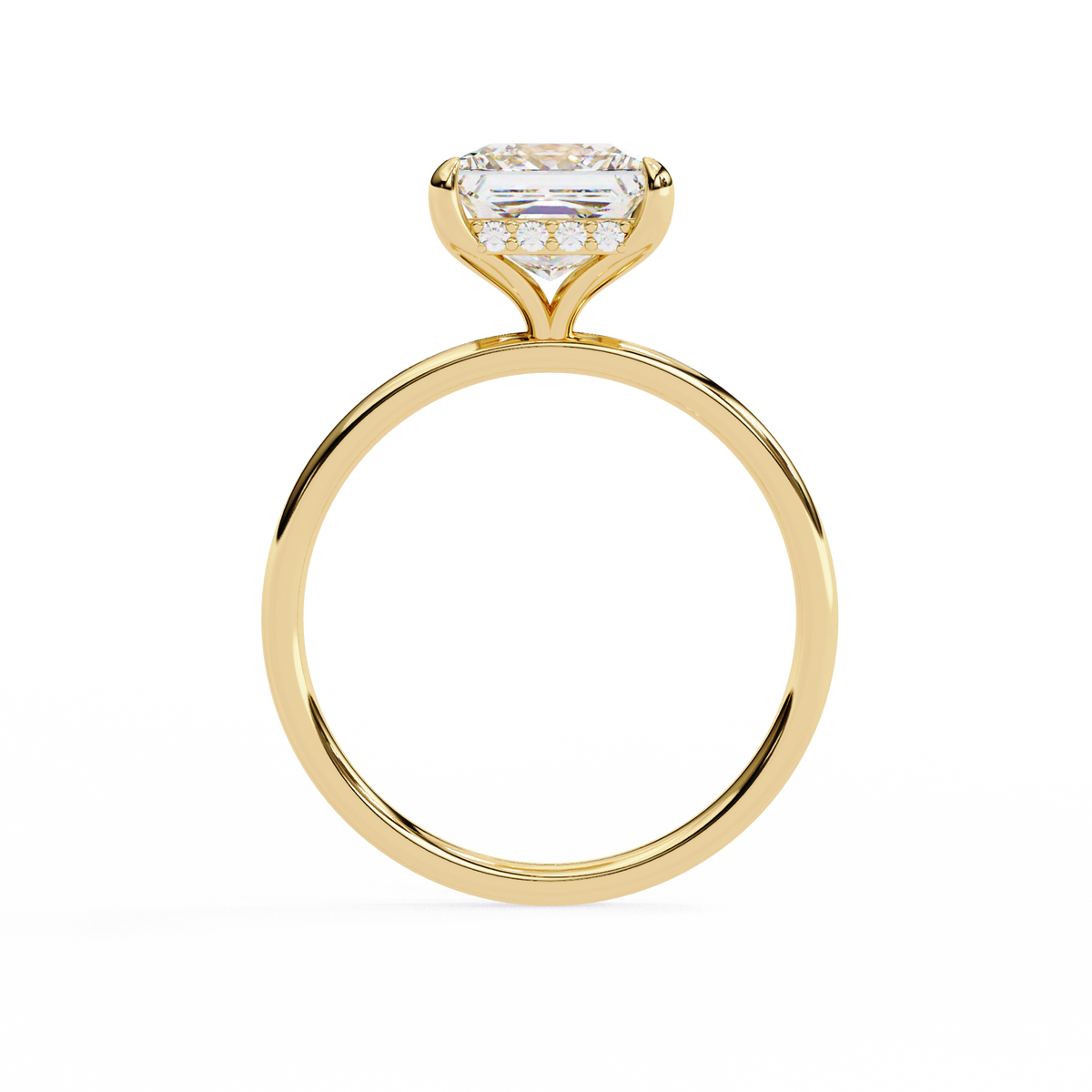 Princess Cut Moissanite Diamond Solitaire Engagement Ring with Hidden Halo - View 6
