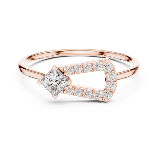 Unique Style Princess Cut Lab Diamond Open Frame Engagement Ring - View 2