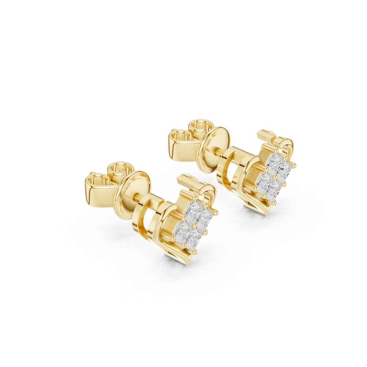 Crown Collection Heart Shaped Princess Lab Diamond Stud Earrings - View 4
