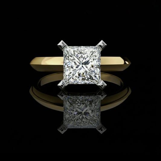 Classic Princess Cut Moissanite Diamond Engagement Ring With Unique Prong