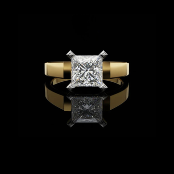 Four Sleek Princess Cut Moissanite Diamond Solitaire Engagement Ring