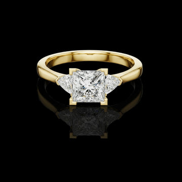 Princess Lab Diamond Engagement Ring With Trillion Side Stone