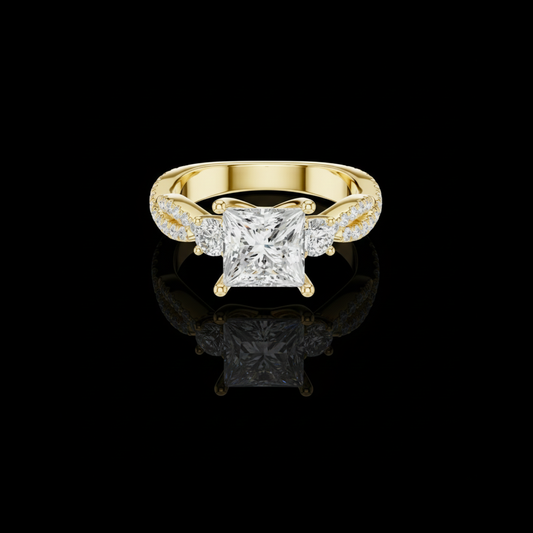 Princess Cut Lab Diamond Twisted Band Ring