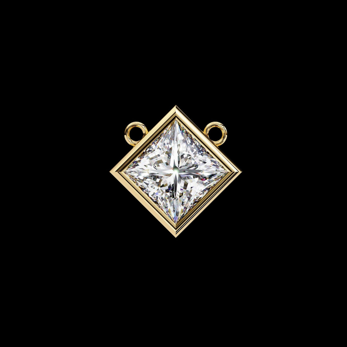 Kite Set Princess Moissanite Diamond Pendant with Full Bezel Setting