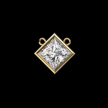 Kite Set Princess Moissanite Diamond Pendant with Full Bezel Setting