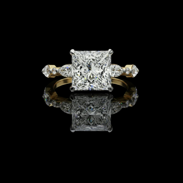 Princess Cut Moissanite Diamond Pave Band Anniversary Ring
