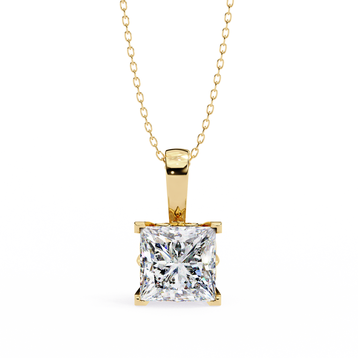 Princess Lab Grown Diamond Solitaire Four Prong Pendant - View 2