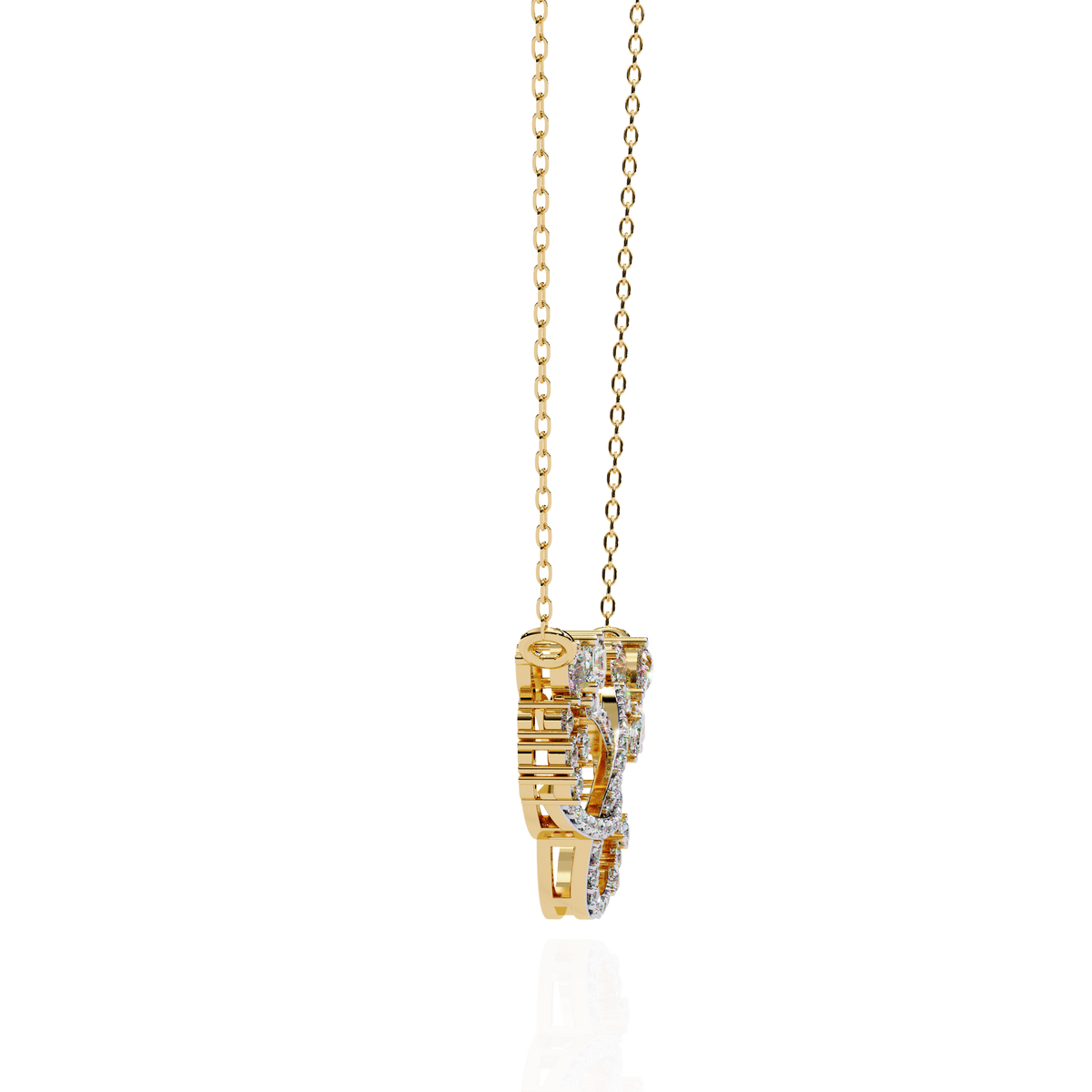 Interlocking Oval Mixed Diamond Lab Grown Cluster Necklace - View 4