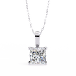 Princess Moissanite Diamond Solitaire Four Prong Pendant - View 4