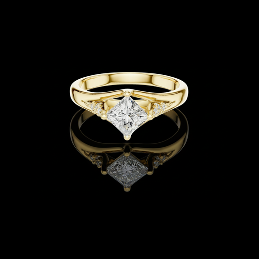 Princess Cut Lab Diamond Halo Engagement Ring