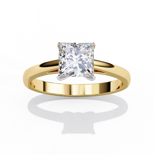 Classic Princess Cut Moissanite Diamond Solitaire Delicate Ring - View 2