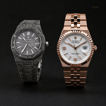 Premium Men's Watch Duo – Black Luxury Watch & Rose Gold Executive Edition By Ivevar