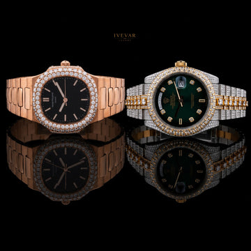 Royal Collection Two-Tone Luxury Wristwatch And Full Rose Gold Bezel Set Watch By Ivevar