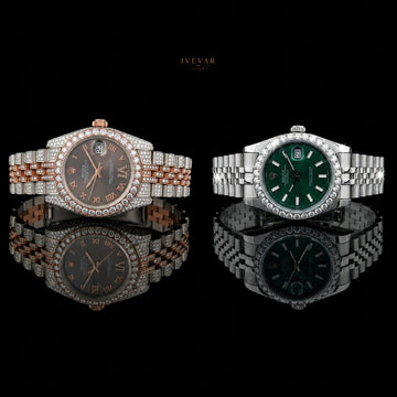 Royal Green Dial Luxury Stainless Steel Watch With Two Tone Full Ice Out Watch By Ivevar