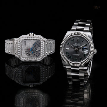 Luxury Diamond Square Watch & Silver Executive Timepiece – Premium Dual Watch Collection