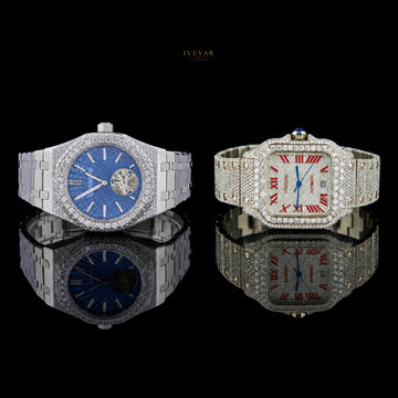 IVEVAR Sapphire Ice Crystal-Encrusted Luxury Stainless Steel Watch Collection