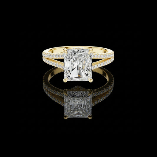 Split Shank Radiant Cut Lab Diamond Engagement Ring