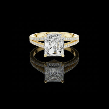 Split Shank Radiant Cut Moissanite Diamond Engagement Ring