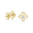 Architectural Geometric Moissanite Round Diamond Frame Stud Earrings with Floating Accents - View 7
