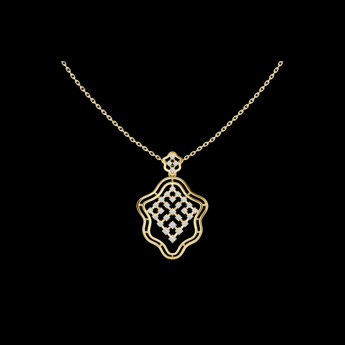 Openwork Quatrefoil Moissanite Pattern Necklace