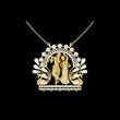 Divine Radha Krishna Peacock Frame Moissanite Diamond Pendant