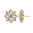 Elegant Floral Halo Stud Moissanite Earrings Featuring Round Cut Center Stones and Pave Crystal Petals - View 4