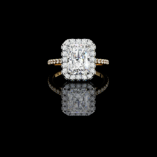 Radiant Cut Halo Lab Diamond Ring with Pave Band