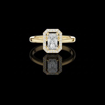 Radiant Cut Halo Lab Diamond Ring with Split Shank Band