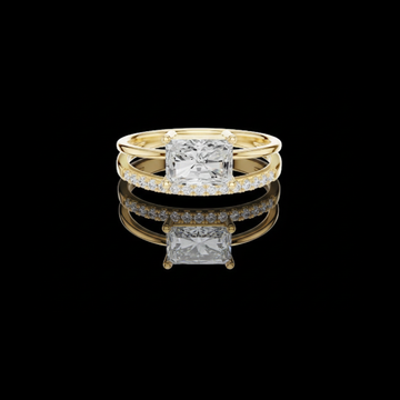 East West Radiant Lab Diamond Double Band Ring With Pave Band