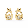 Teardrop Inspired Round Moissanite Diamond Earrings with Pave Accents - View 4