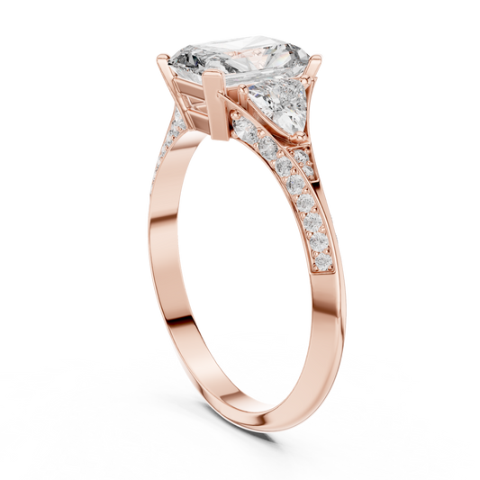 Radiant Moissanite Diamond Anniversary Ring With Pave Band - View 2