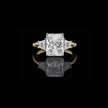 Radiant Lab Diamond Engagement Ring With Trapezoid Side Stones