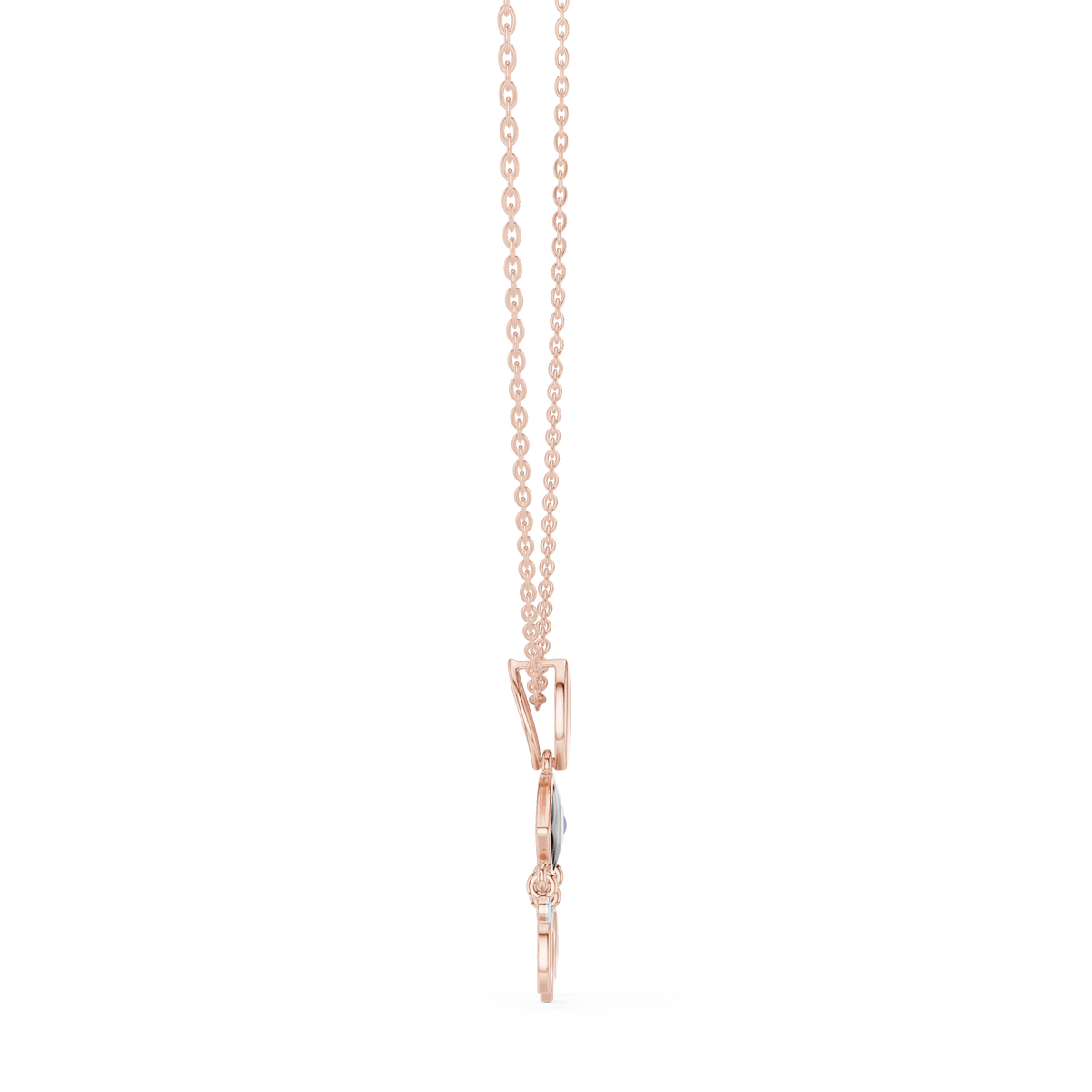 Motif Chandelier Statement Pendant with Round Moissanite Diamond - View 8