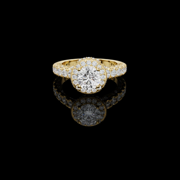 Round Cut Lab Diamond Wedding Ring With Pave Halo