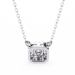 Square Rounded Silhouette Pendant with Round Lab Grown Diamond - View 10