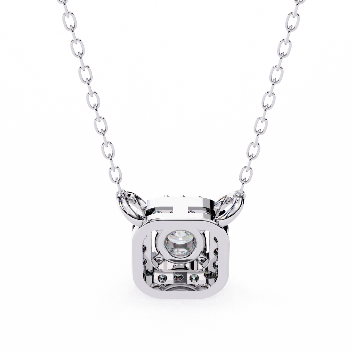 Square Rounded Silhouette Pendant with Round Lab Grown Diamond - View 10