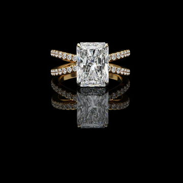 Hidden Halo Radiant Cut Lab Diamond Wedding Ring For Women