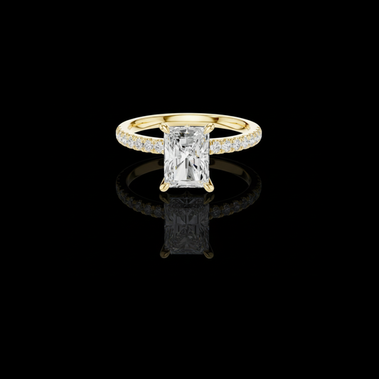 Radiant Cut Lab Diamond Engagement Ring With Pave Band
