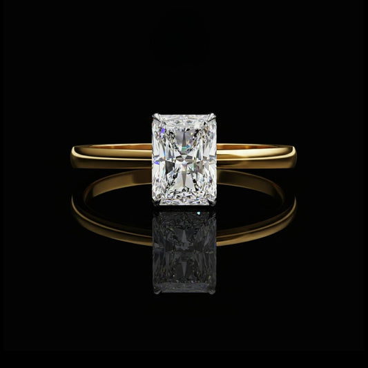 Radiant Cut Lab Diamond Engagement Solitaire Ring