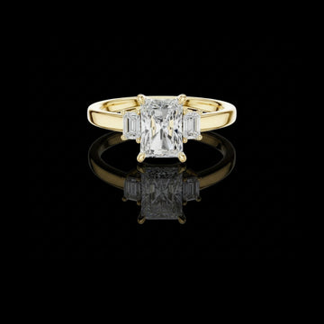 Radiant Cut Lab Diamond Ring with Baguette Side Stones