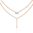 Double Layer East West Radiant Moissanite Diamond Y Drop Necklace - View 2