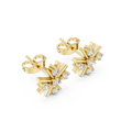 Starburst Sunburst Spoke Round Lab Grown Diamond Geometric Cluster Stud Earring - View 4